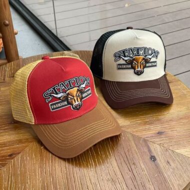 Bull embroidered breathable trucker hat for spring and summer