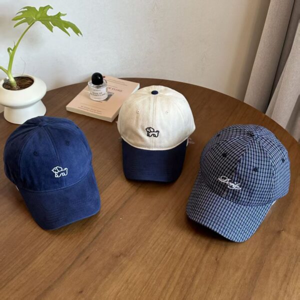 Cute cartoon dog embroidered color-block baseball hat