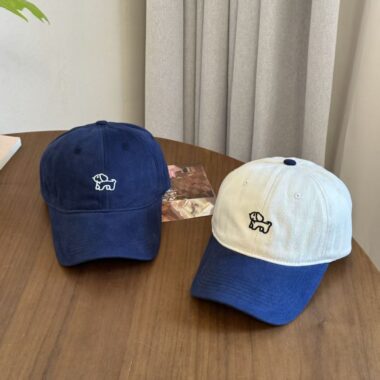 Cute cartoon dog embroidered color-block baseball hat