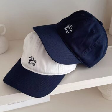 Cute cartoon dog embroidered color-block baseball hat