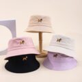 Cute cat and dog embroidered sun-proof bucket hat