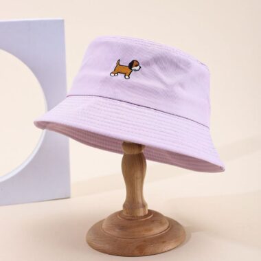 Cute cat and dog embroidered sun-proof bucket hat