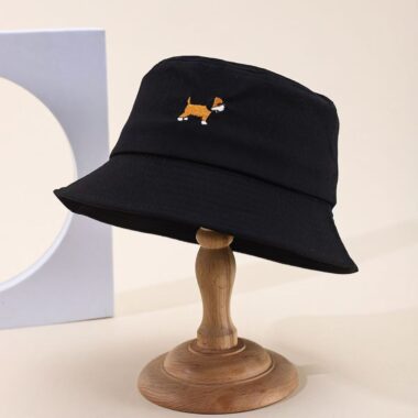 Cute cat and dog embroidered sun-proof bucket hat