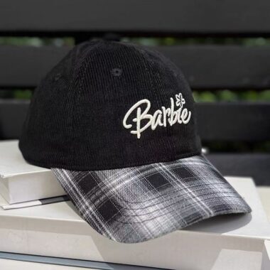 Corduroy patchwork wide-brim embroidered autumn winter baseball hat