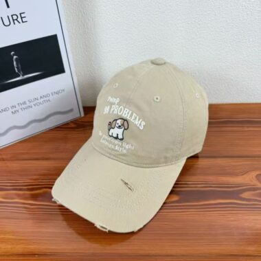 Japanese cute dog embroidered sun-shade couple baseball hat