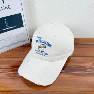 Japanese cute dog embroidered sun-shade couple baseball hat