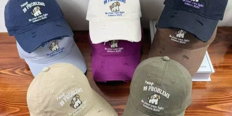 Japanese cute dog embroidered sun-shade couple baseball hat