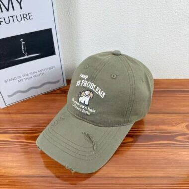 Japanese cute dog embroidered sun-shade couple baseball hat