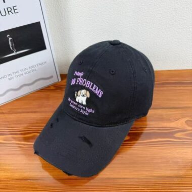 Japanese cute dog embroidered sun-shade couple baseball hat