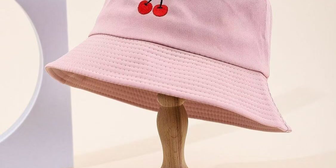 Cute embroidered sun-proof bucket hat for spring and summer