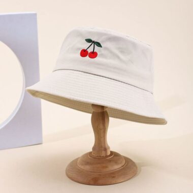 Cute embroidered sun-proof bucket hat for spring and summer