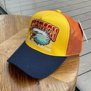 Mesh breathable trucker hat with eagle embroidery