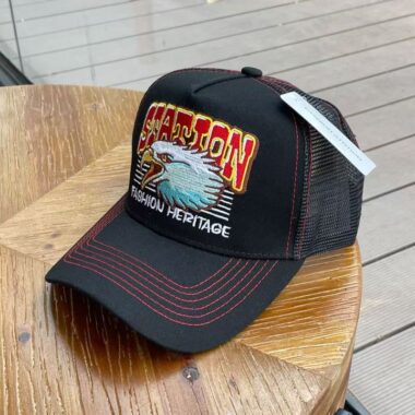 Mesh breathable trucker hat with eagle embroidery