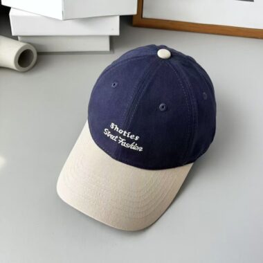 Korean color-block letter embroidered casual baseball hat
