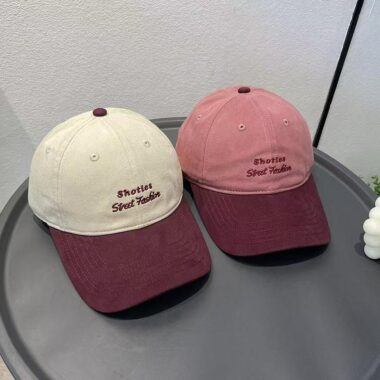 Korean color-block letter embroidered casual baseball hat