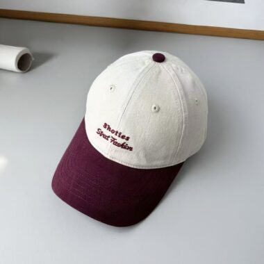 Korean color-block letter embroidered casual baseball hat