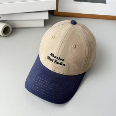 Korean color-block letter embroidered casual baseball hat
