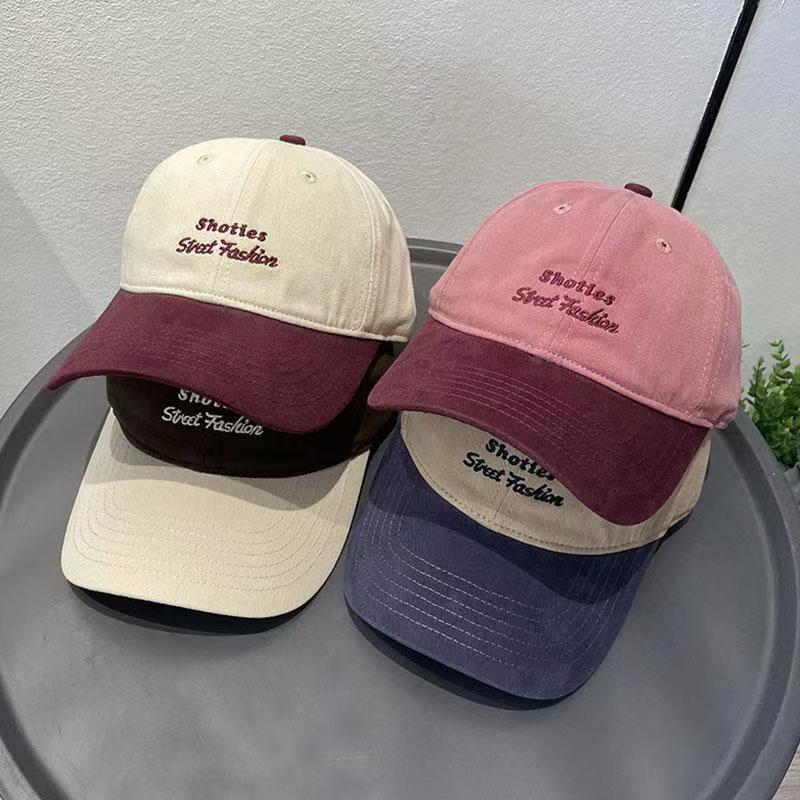 Korean color-block letter embroidered casual baseball hat