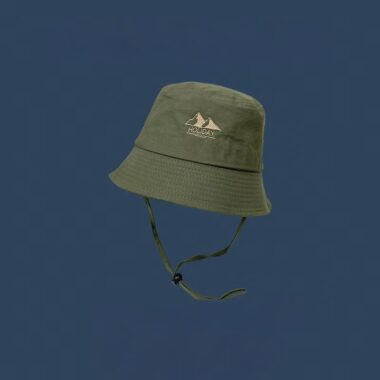 Korean outdoor bucket hat with wind cord and sun protection