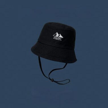 Korean outdoor bucket hat with wind cord and sun protection