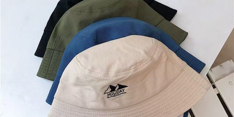 Korean outdoor bucket hat with wind cord and sun protection