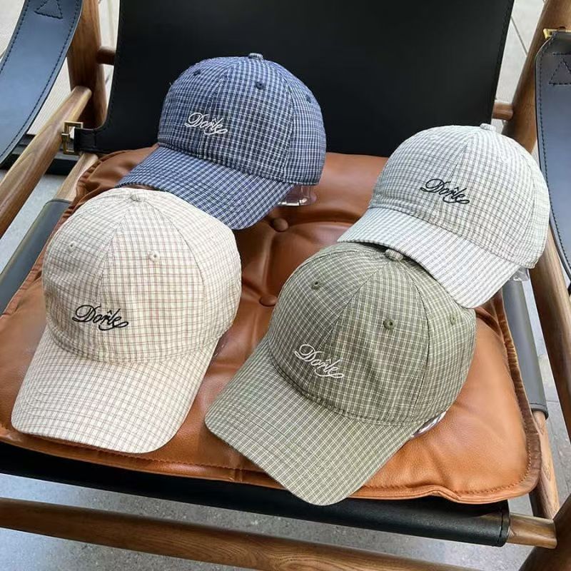 Korean plaid letter embroidered casual versatile baseball hat