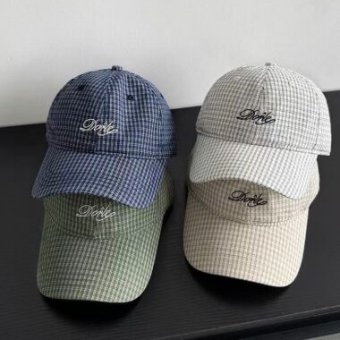 Korean plaid letter embroidered casual versatile baseball hat