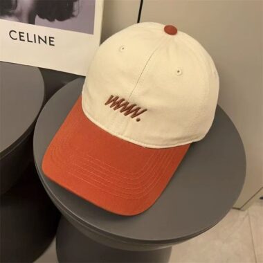 Color-block summer baseball hat with letter embroidery