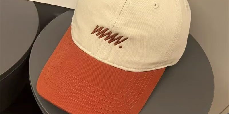 Color-block summer baseball hat with letter embroidery