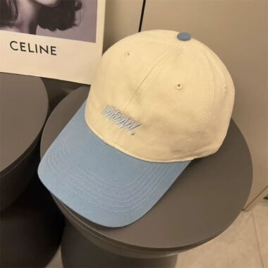 Color-block summer baseball hat with letter embroidery
