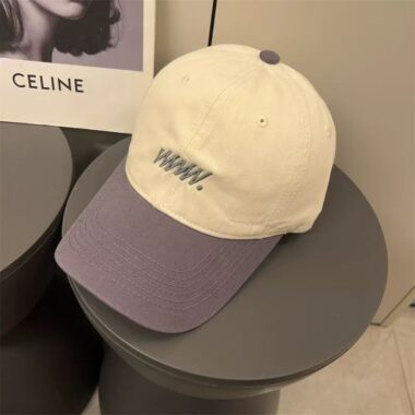 Color-block summer baseball hat with letter embroidery