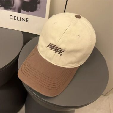 Color-block summer baseball hat with letter embroidery