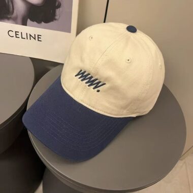 Color-block summer baseball hat with letter embroidery