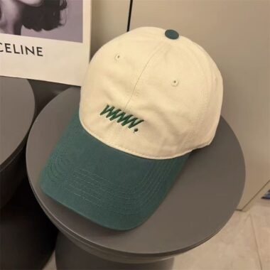 Color-block summer baseball hat with letter embroidery