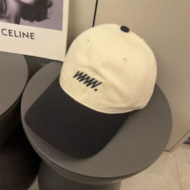 Color-block summer baseball hat with letter embroidery