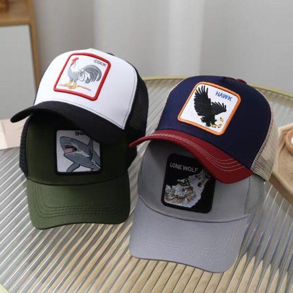 Animal embroidered summer mesh trucker hat for men