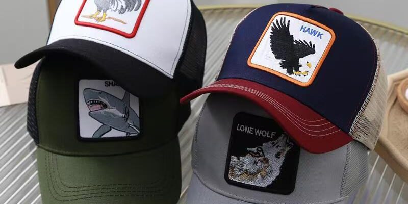 Animal embroidered summer mesh trucker hat for men