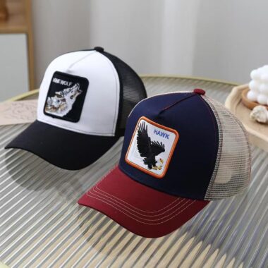 Animal embroidered summer mesh trucker hat for men