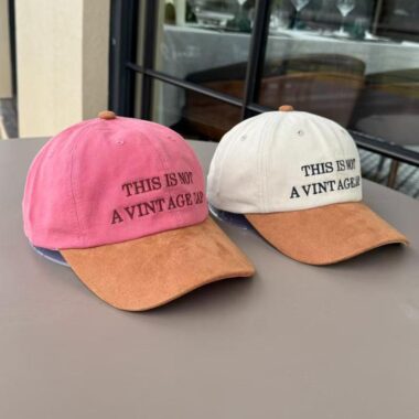 Vintage color-block letter embroidered all-season baseball hat