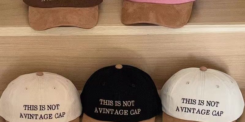 Vintage color-block letter embroidered all-season baseball hat