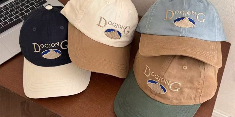 Korean-style vintage color-block embroidered sun-shade baseball hat