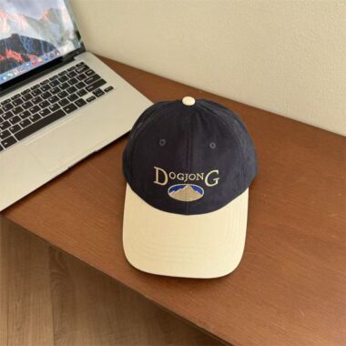 Korean-style vintage color-block embroidered sun-shade baseball hat