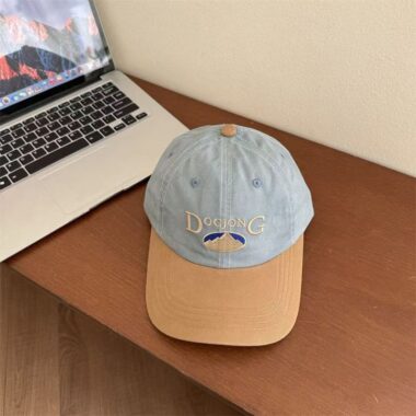 Korean-style vintage color-block embroidered sun-shade baseball hat