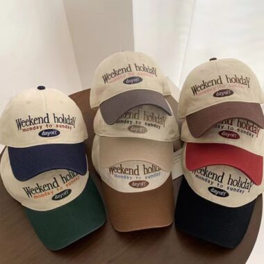 Vintage Japanese color-block wide-brim casual baseball hat