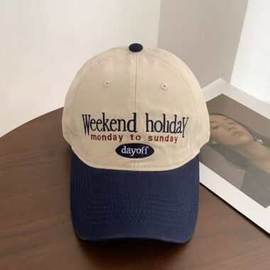 Vintage Japanese color-block wide-brim casual baseball hat