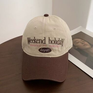 Vintage Japanese color-block wide-brim casual baseball hat