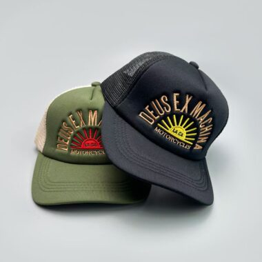 Vintage embroidered letter trucker hat with sun-shade brim