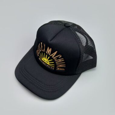 Vintage embroidered letter trucker hat with sun-shade brim