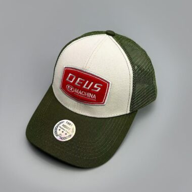 Vintage embroidered letter trucker hat with sun-shade brim