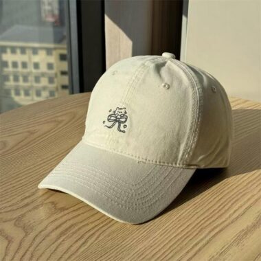 spring summer cat embroidered wide brim soft crown women baseball hat
